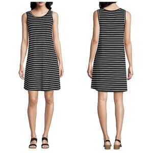 Sleeveless Shift Dress Black White Stripe Women Small Summer Casual a.n.a